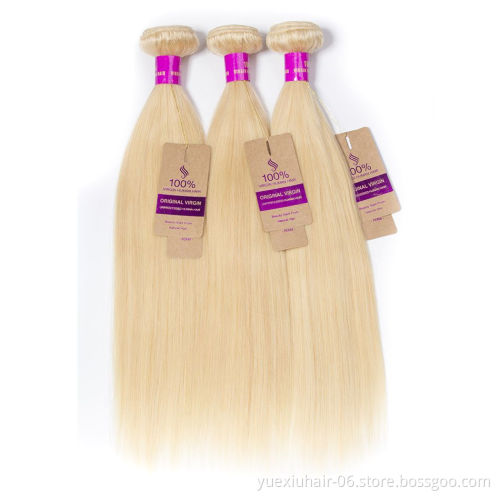 613 Brazilian Virgin Human Hair Weave Bundle 613 Blonde Human Hair Extensions Machine Double Weft Hair Bundles